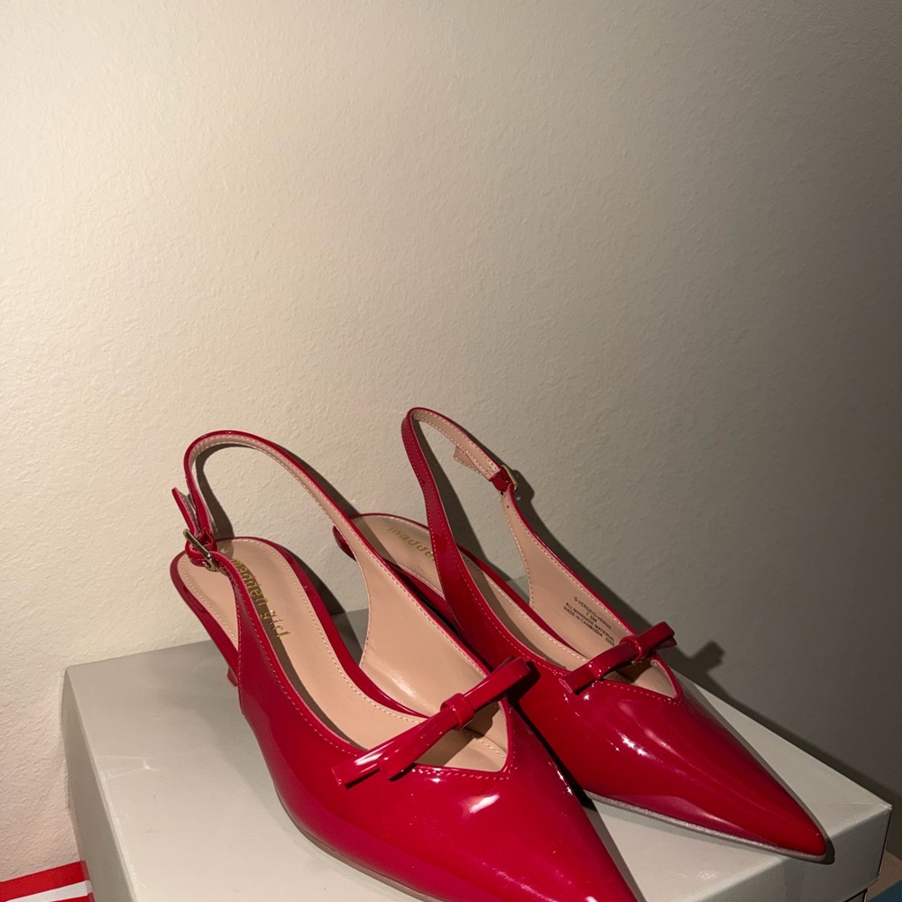 Madden Girl Glossy Red Slingback Heels